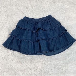 Gap toddler girl's chambray tiered skirt pull on elastic waist blue